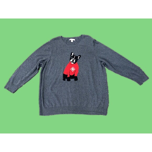 Westport 1962 Christmas Pullover Sweater French Bulldog Frenchie size 3x - Picture 4 of 16